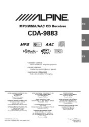 Alpine CDA 9883 - Radio / CD Manuals